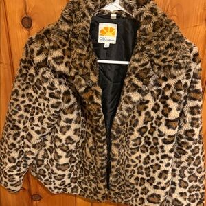 C&C California Animal Print Faux Fur Coat